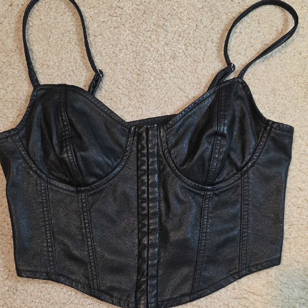 Faux Leather Corset Top